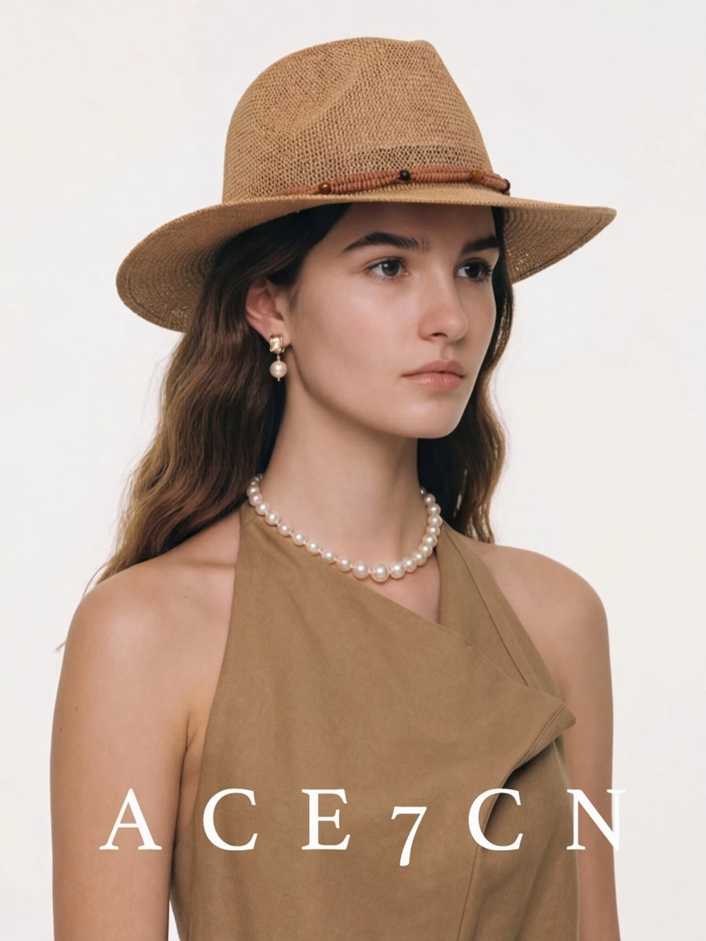Camel-Tone Straw Panama Hat — ACE7CN