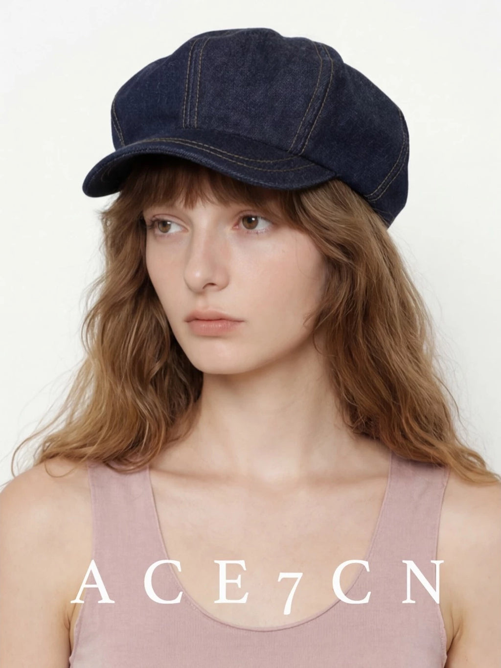 Denim Octagonal Newsboy Cap — ACE7CN