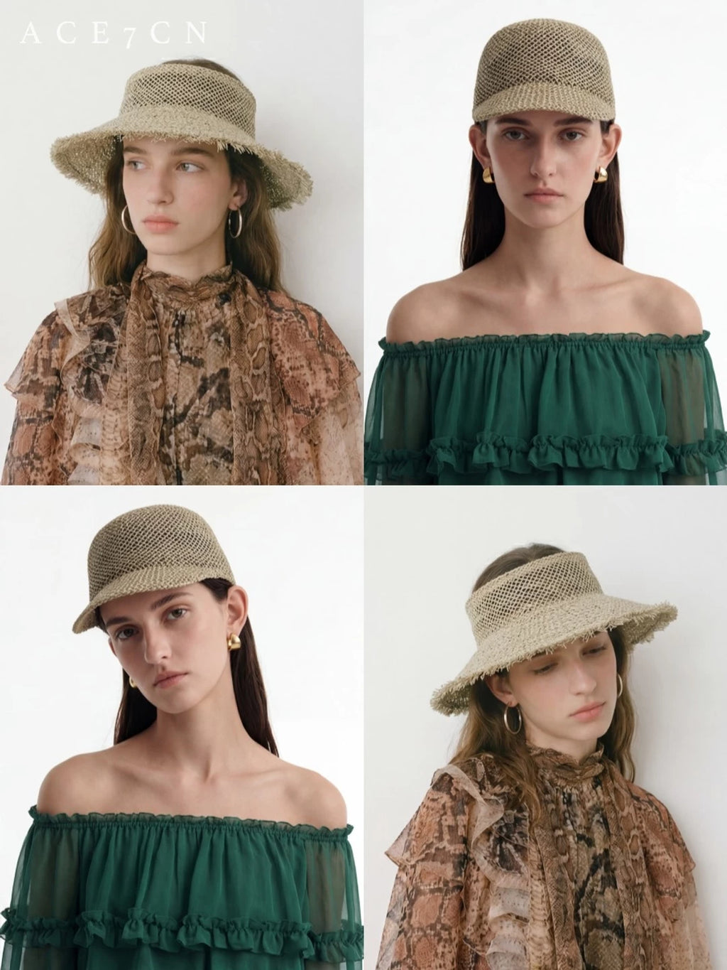 Openwork Straw Headband Visor — ACE7CN