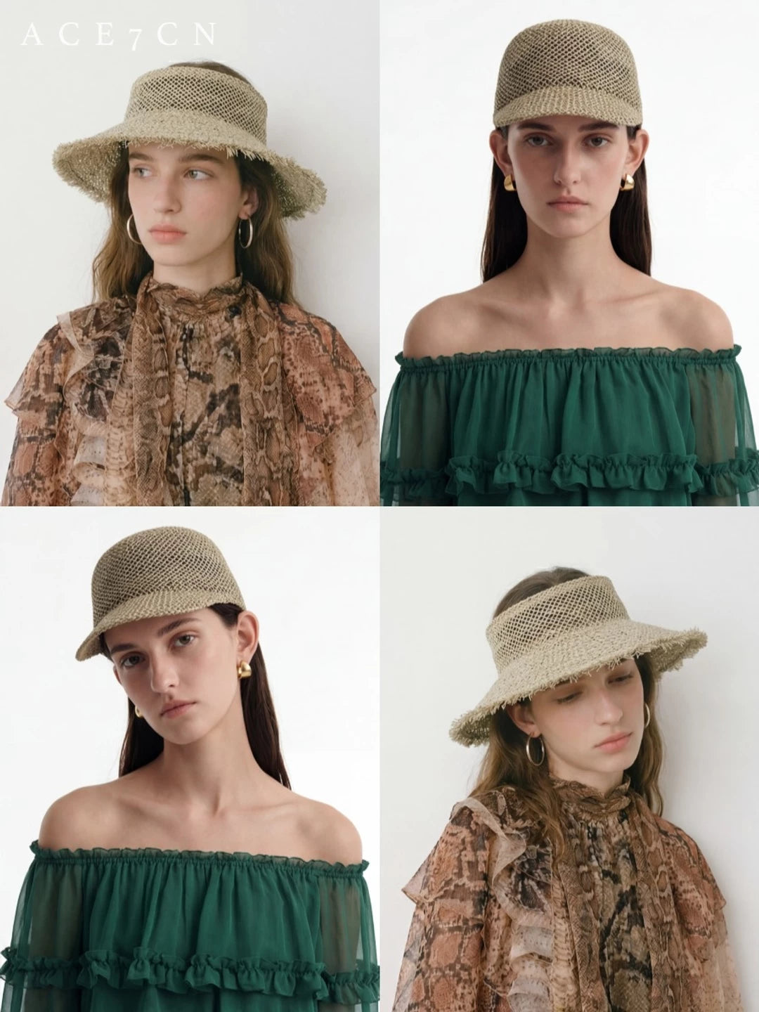 Openwork Straw Headband Visor — ACE7CN