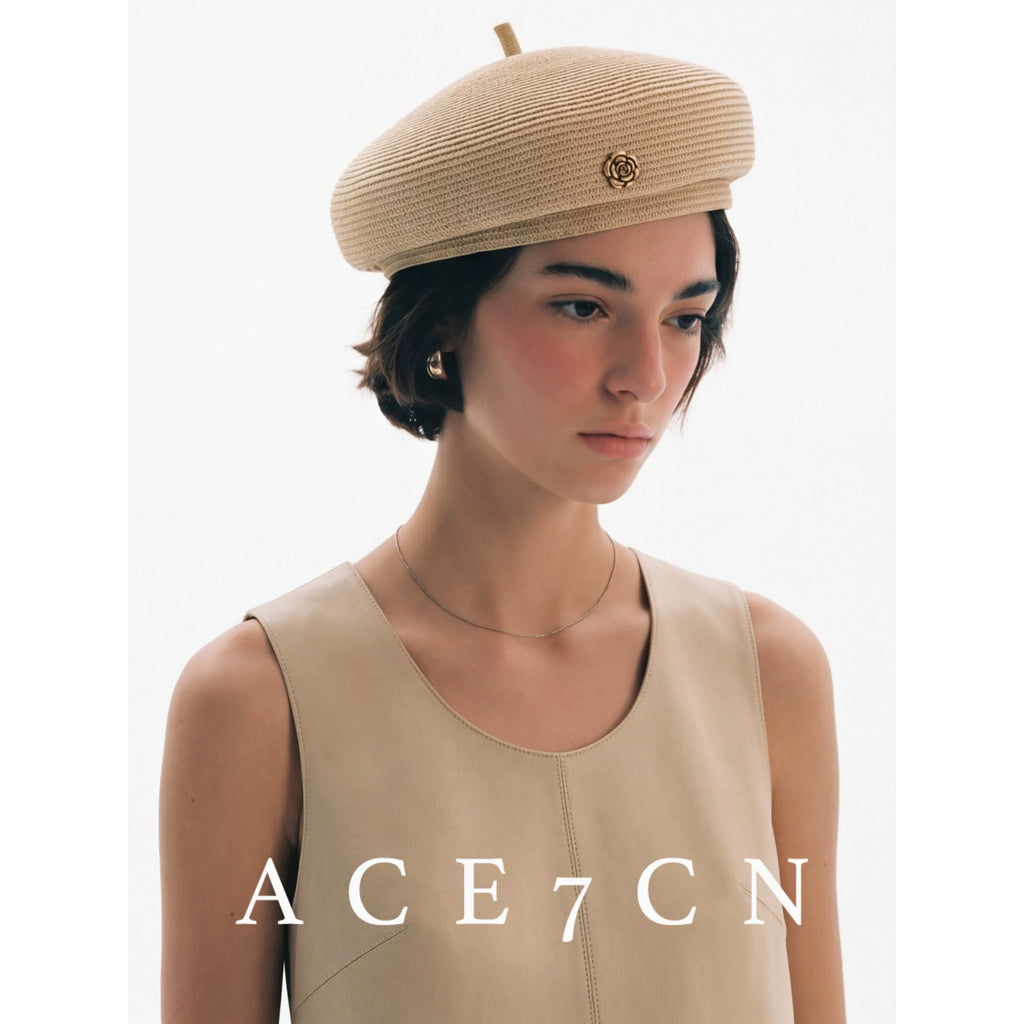 Camellia Sculpted Straw Pillbox Hat — ACE7CN
