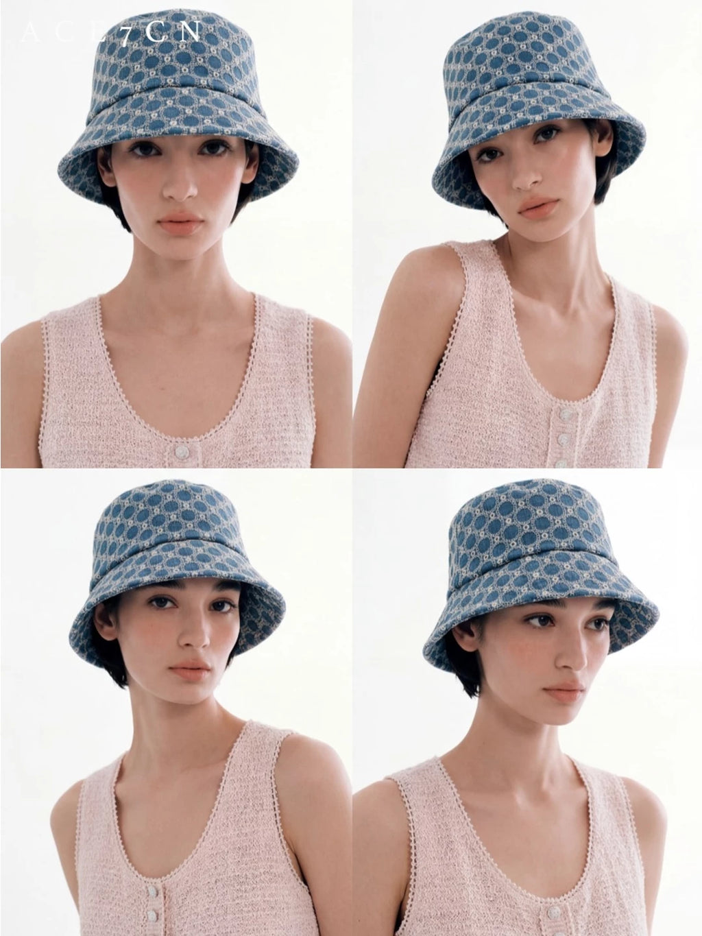 Diamond-Check Jacquard Bucket Hat — ACE7CN