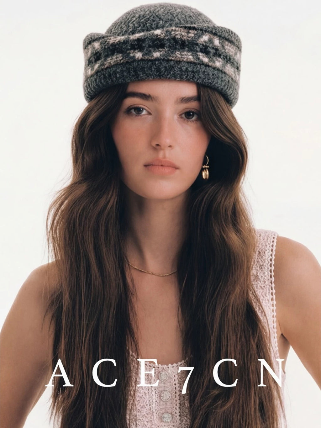 Jacquard Knit Pillbox Hat — ACE7CN