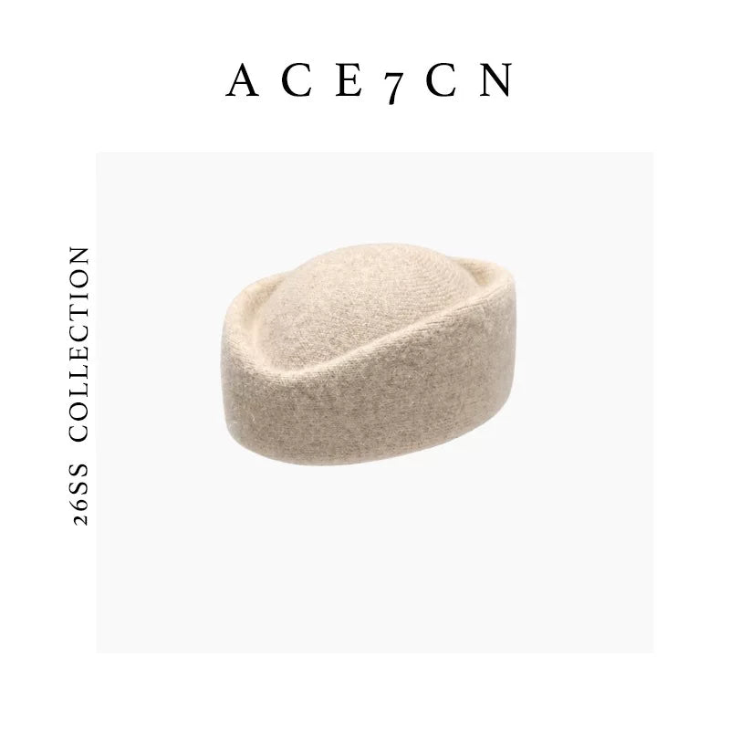 Round Wool-Blend Pillbox Hat — ACE7CN