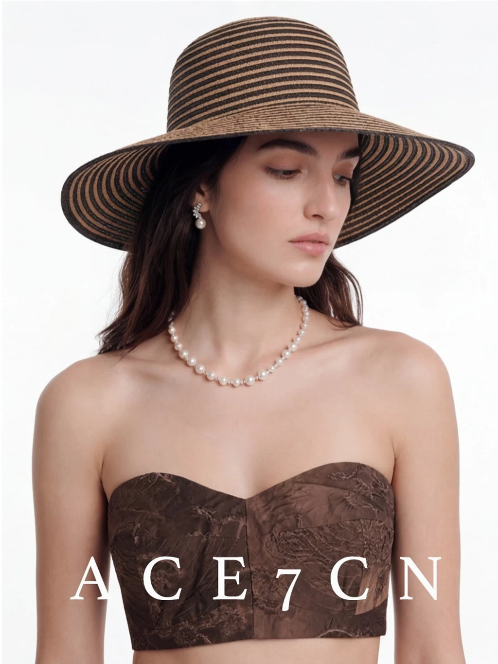 Striped Dome-Crown Straw Hat — ACE7CN