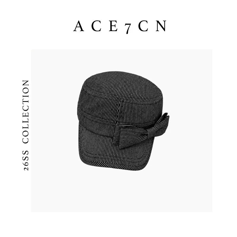 Striped Bow Equestrian Cap — ACE7CN