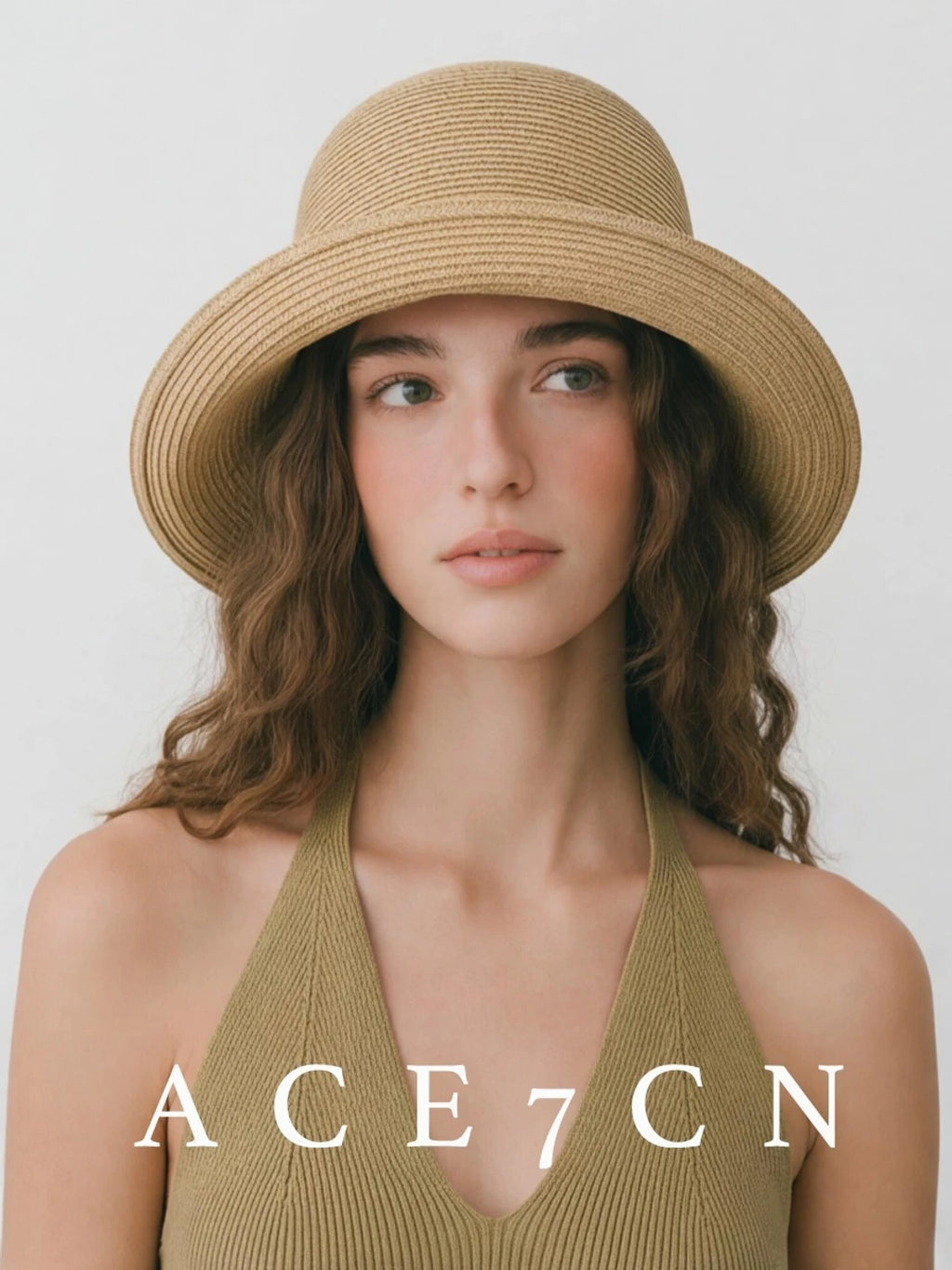 Roll-Brim Straw Bucket Hat — ACE7CN