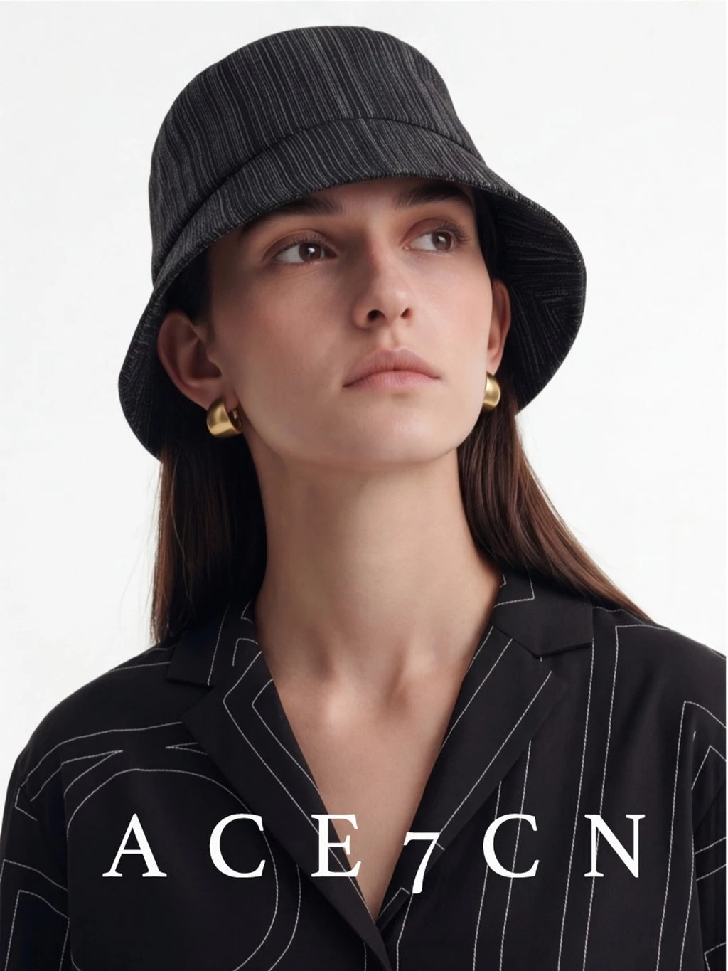 Resin-Texture Linen Bucket Hat — ACE7CN