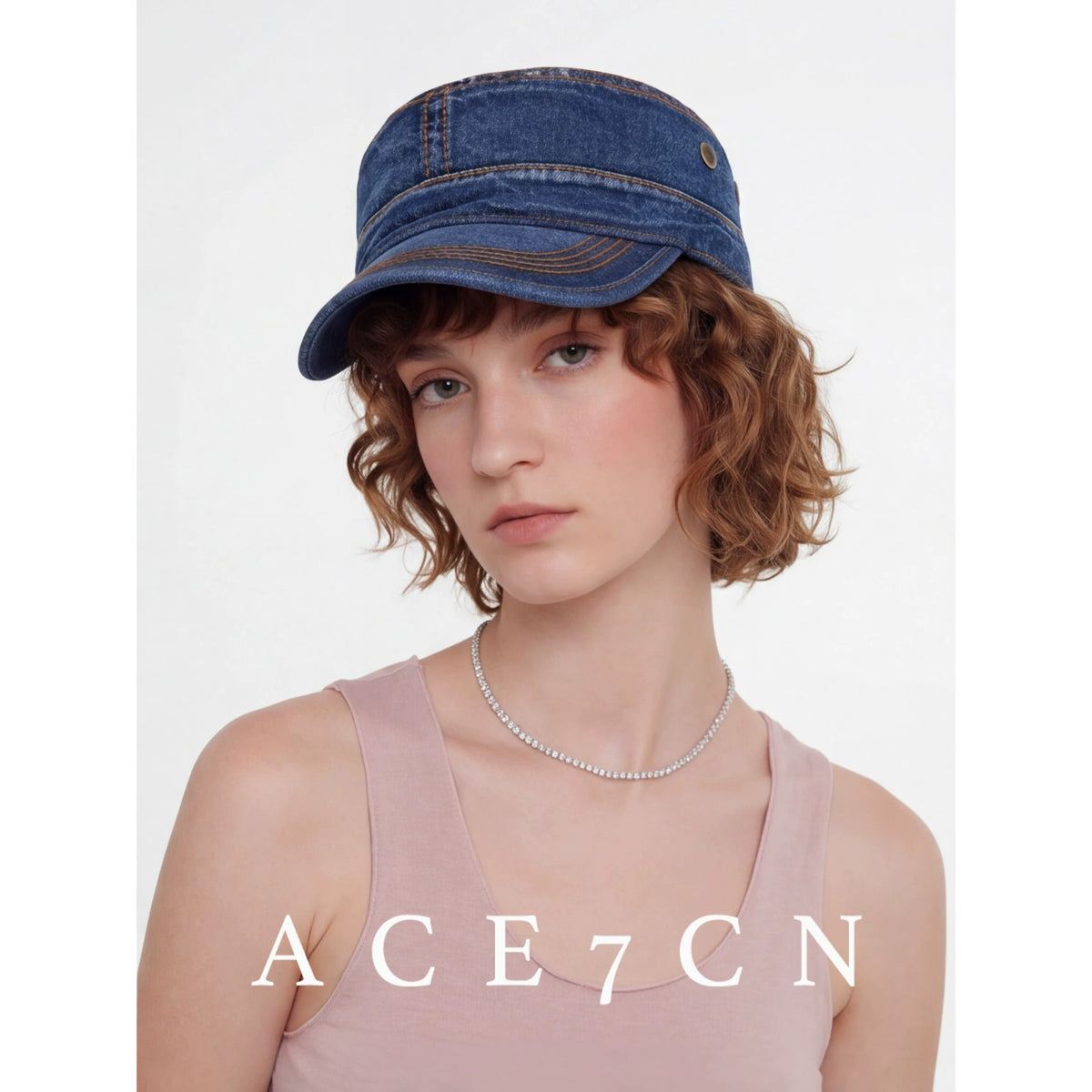 Distressed Denim Equestrian Cap — ACE7CN