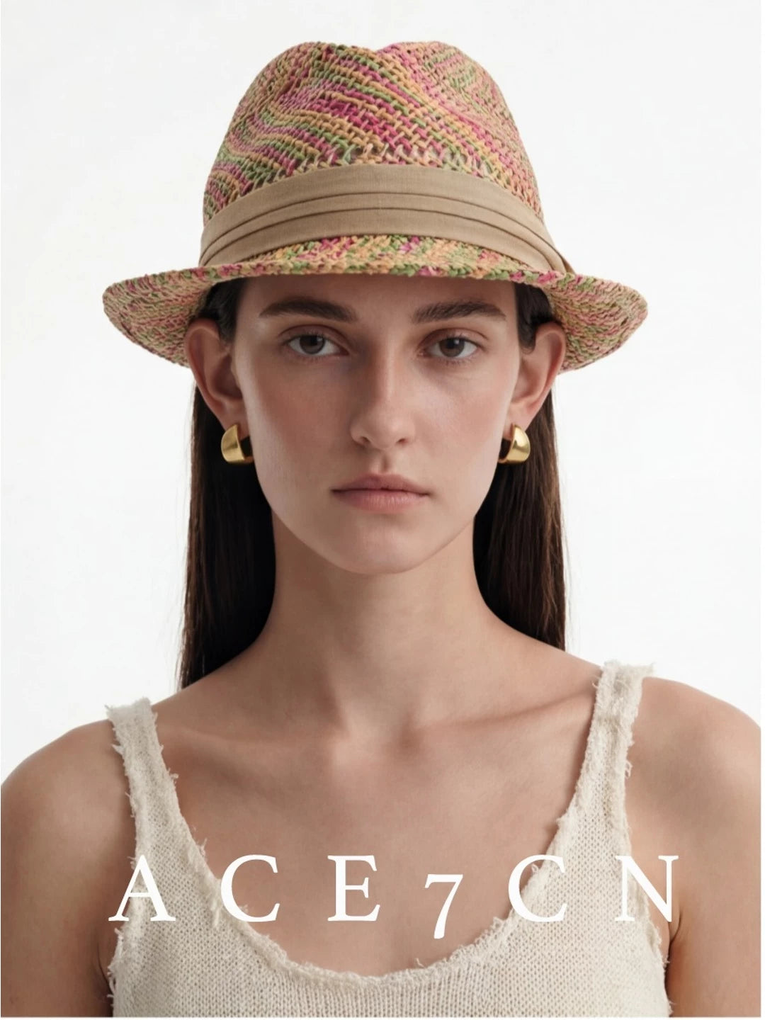 Multicolor Straw Western Fedora — ACE7CN