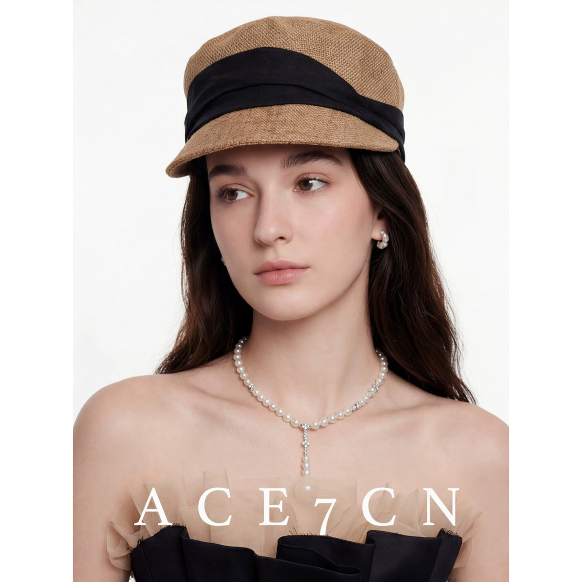 Two-Tone Cotton-Linen Equestrian Cap — ACE7CN