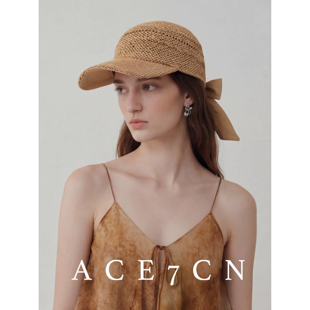 Openwork Paper-Straw Baseball Cap — ACE7CN