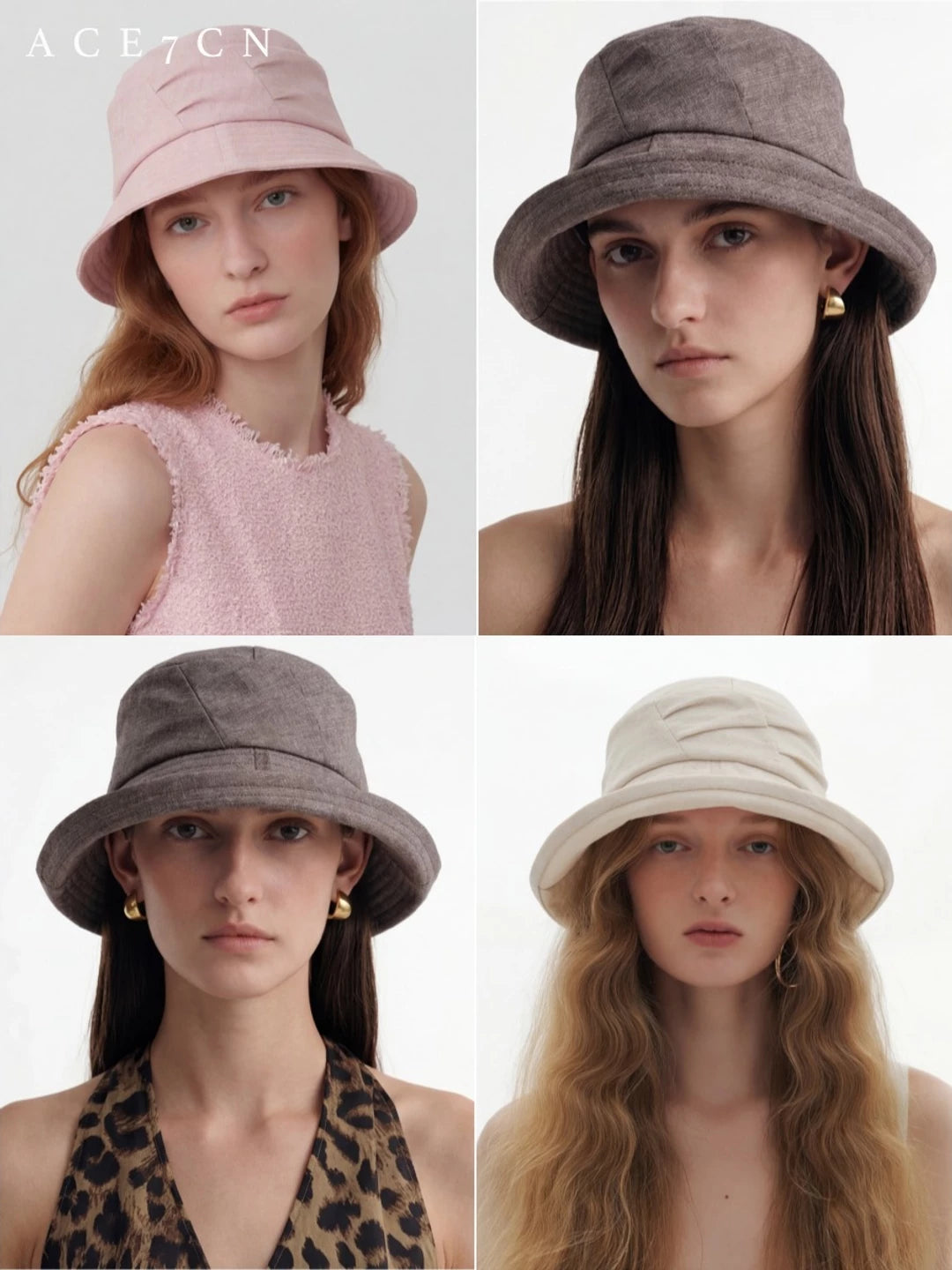 Pleated Roll-Brim Bucket Hat — ACE7CN