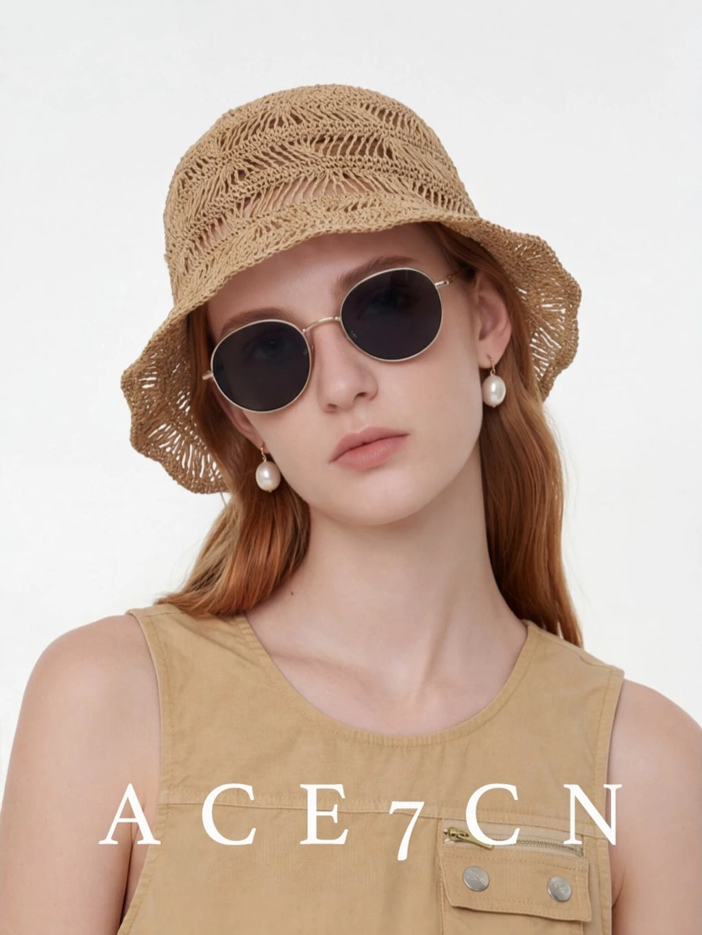 Lightweight Openwork Straw Bucket Hat — ACE7CN