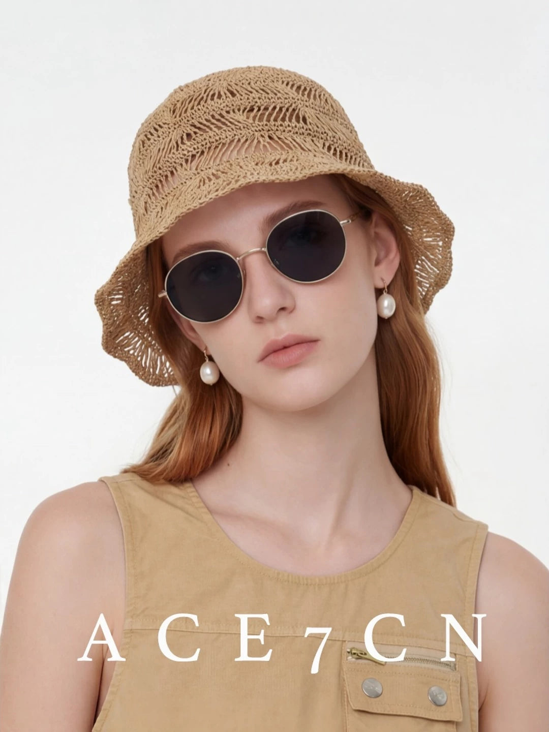 Lightweight Openwork Straw Bucket Hat — ACE7CN