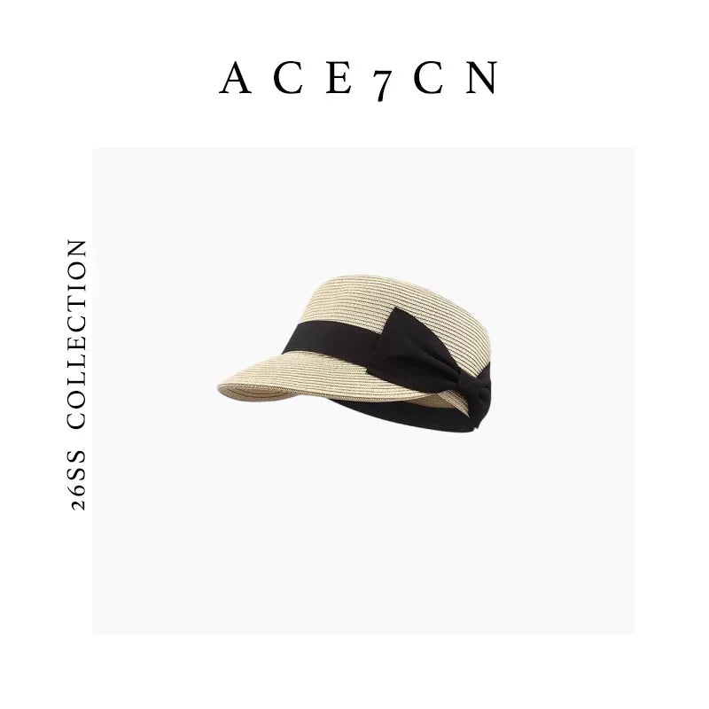 Oversized-Bow Straw Sun Hat — ACE7CN