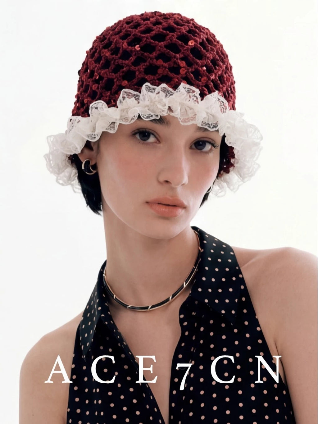 Sequin-Lace Crochet Beanie — ACE7CN