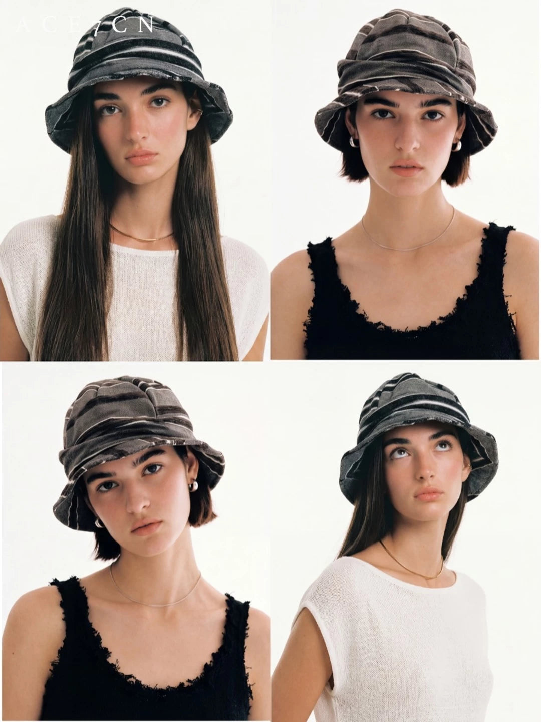 Striped Fabric Bucket Hat — ACE7CN