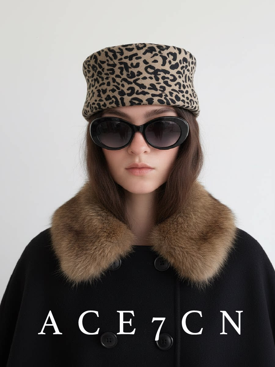 Leopard Wool Pillbox Hat — ACE7CN