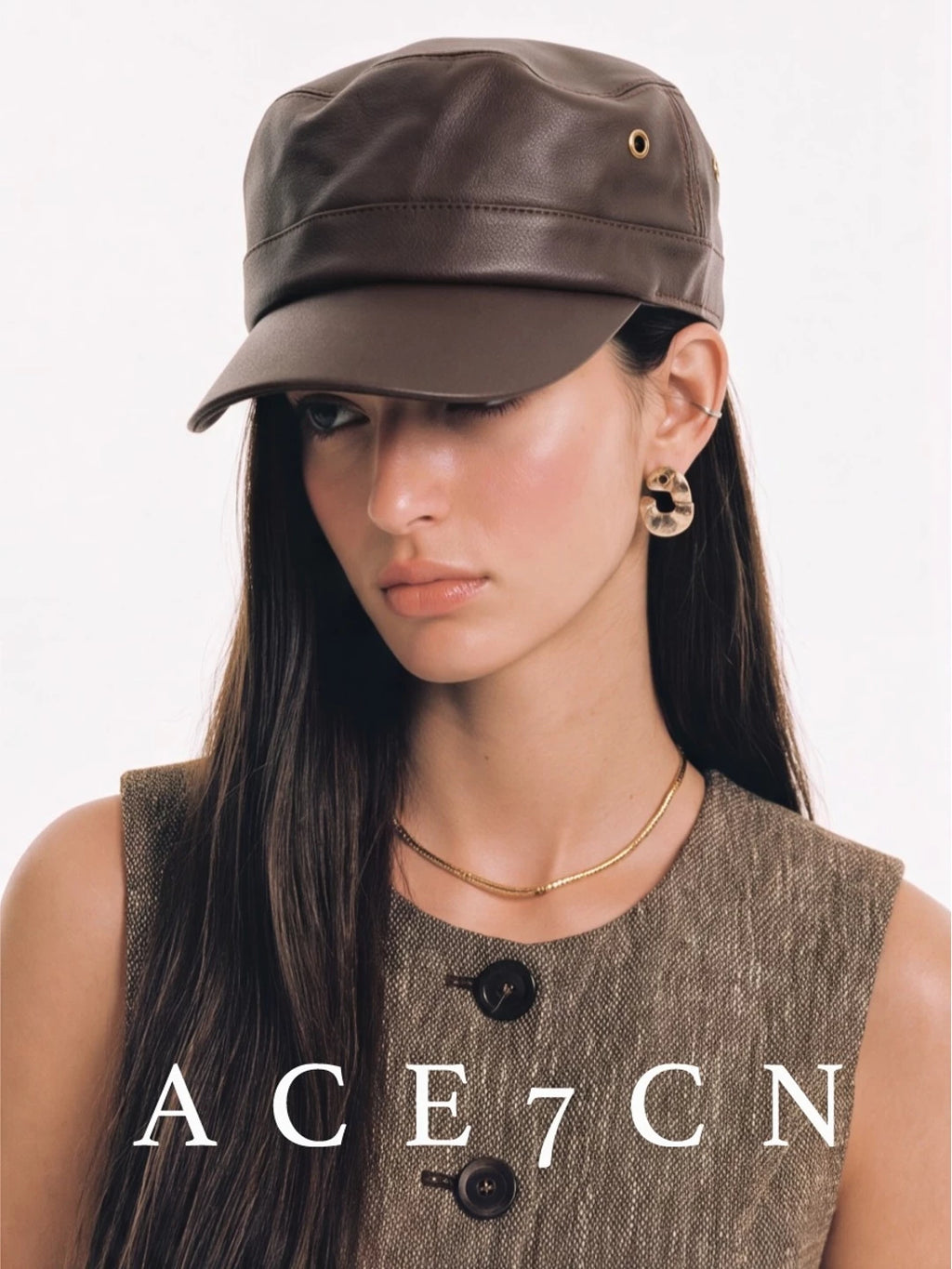 Matte Faux-Leather Equestrian Cap — ACE7CN