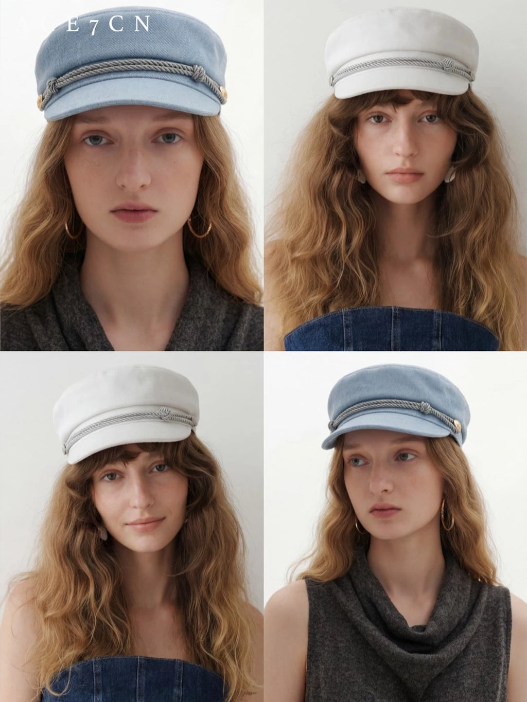 Braided-Cord Newsboy Cap — ACE7CN