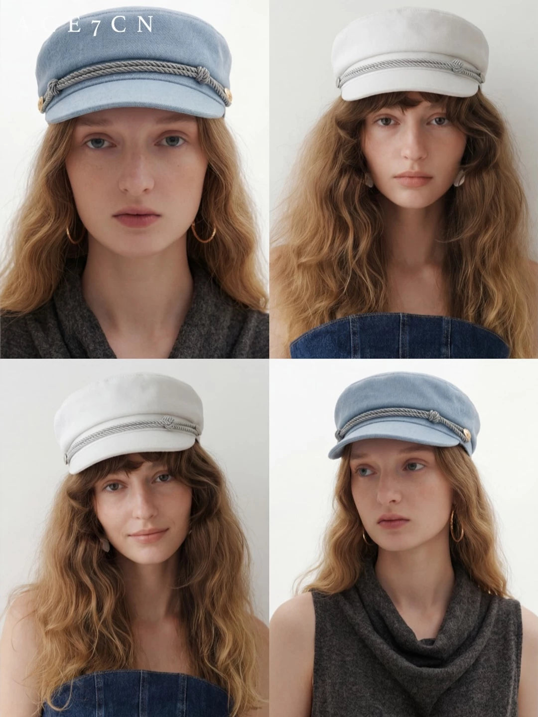 Braided-Cord Newsboy Cap — ACE7CN
