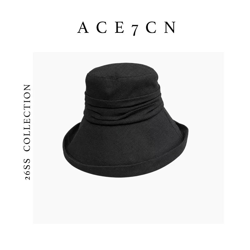 Hand-Pleated Cotton-Linen Bucket Hat — ACE7CN
