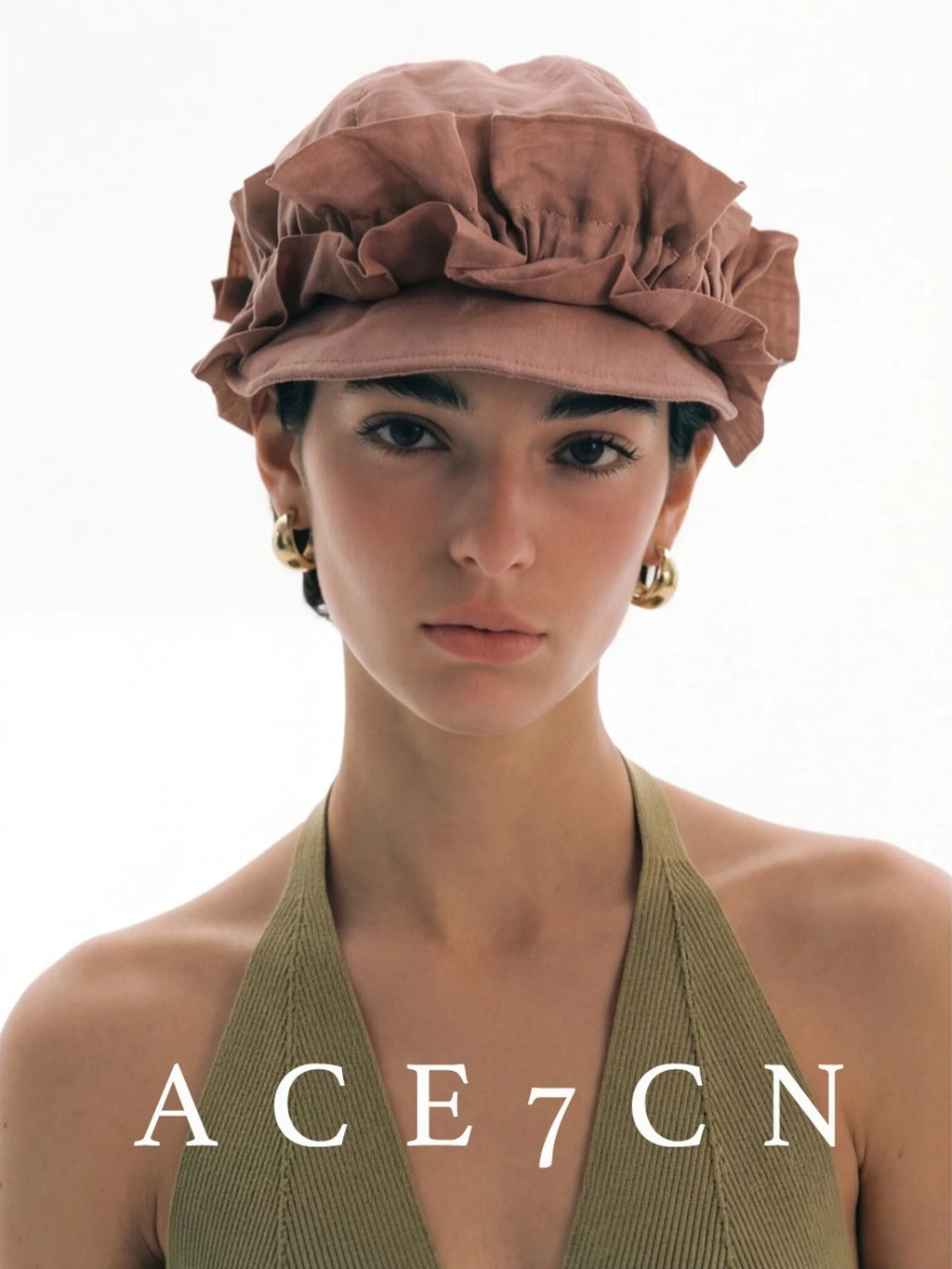 Pinched-Flower Ramie Equestrian Cap — ACE7CN
