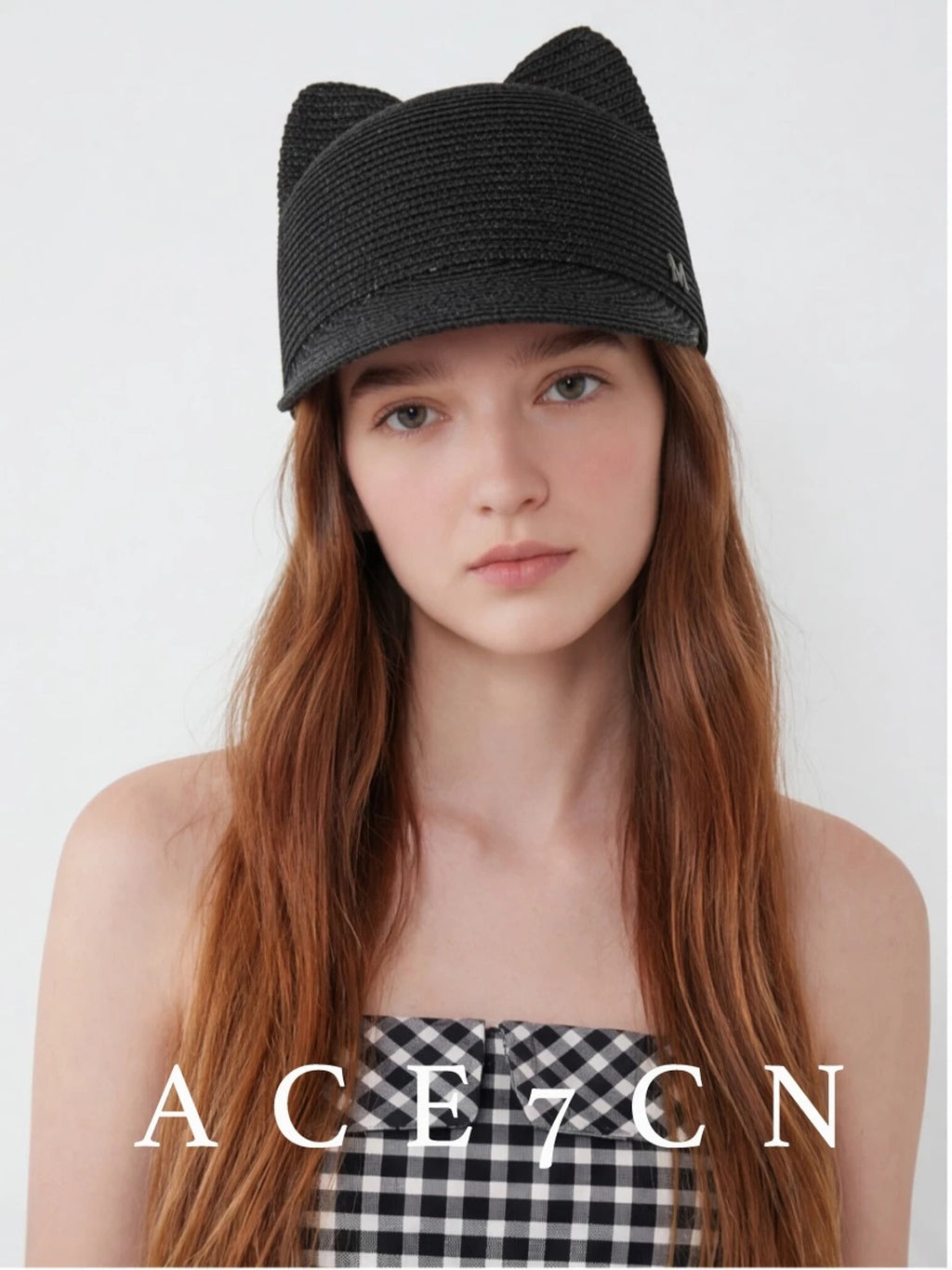 Cat-Ear Straw Equestrian Cap — ACE7CN