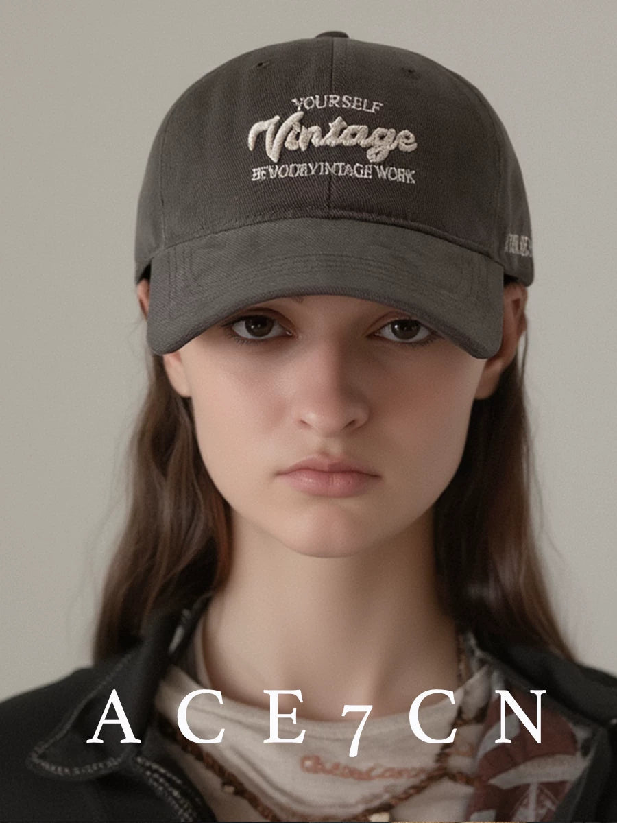 Letter-Embroidered Soft-Crown Baseball Cap — ACE7CN