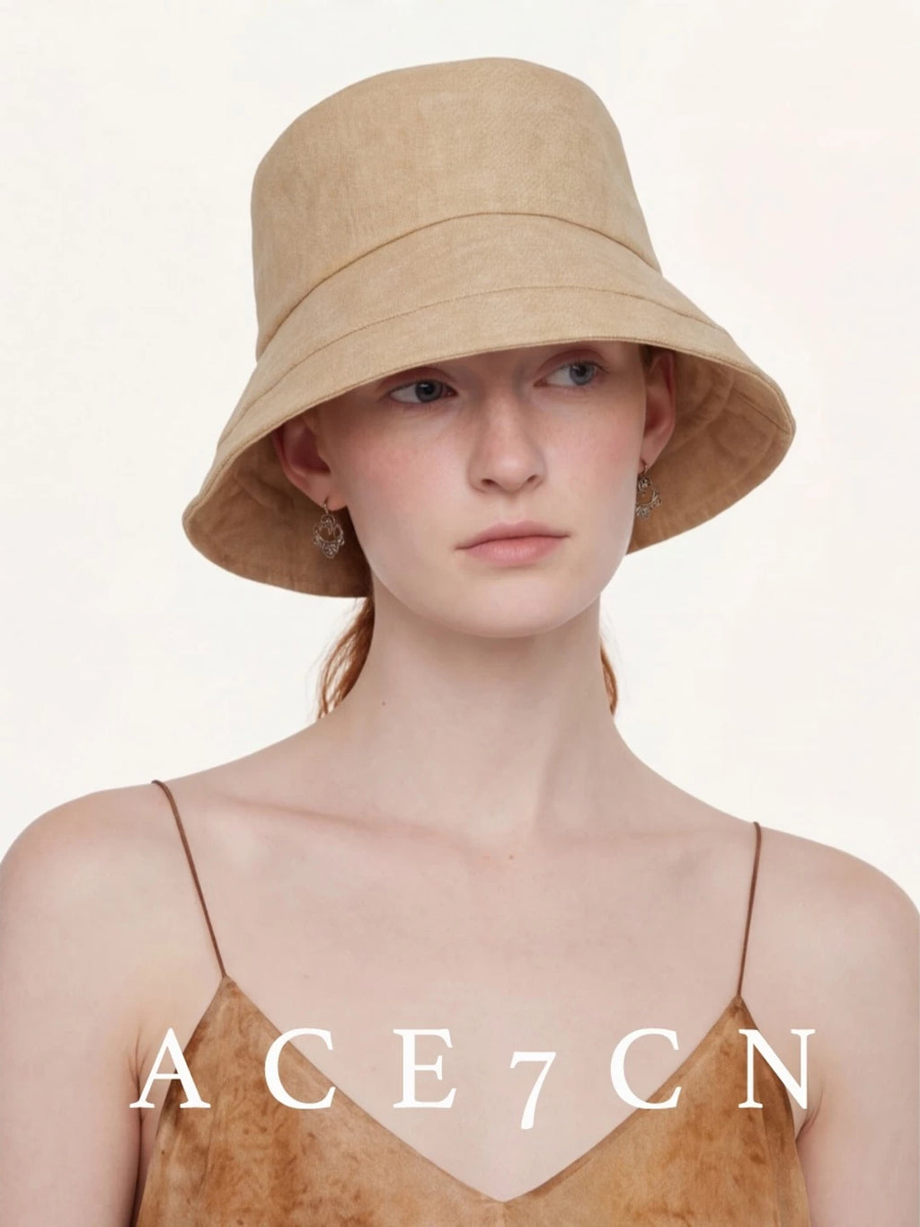 Wide-Brim Linen Bucket Hat — ACE7CN
