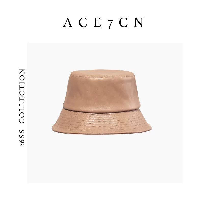 Faux-Leather Lampshade Bucket Hat — ACE7CN