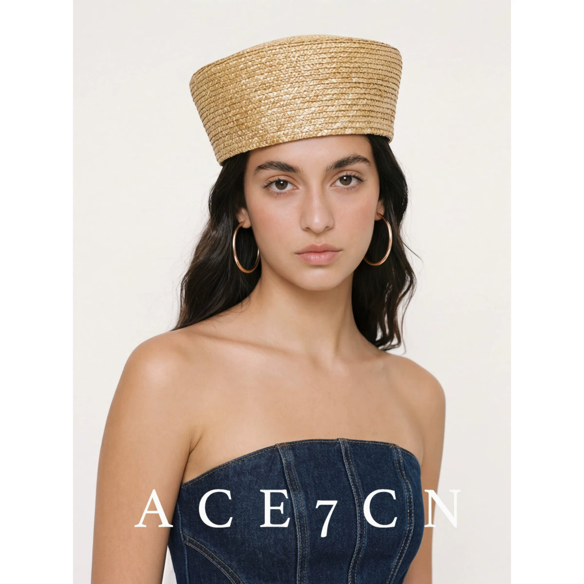 Minimal Hand-Woven Straw Pillbox Hat — ACE7CN