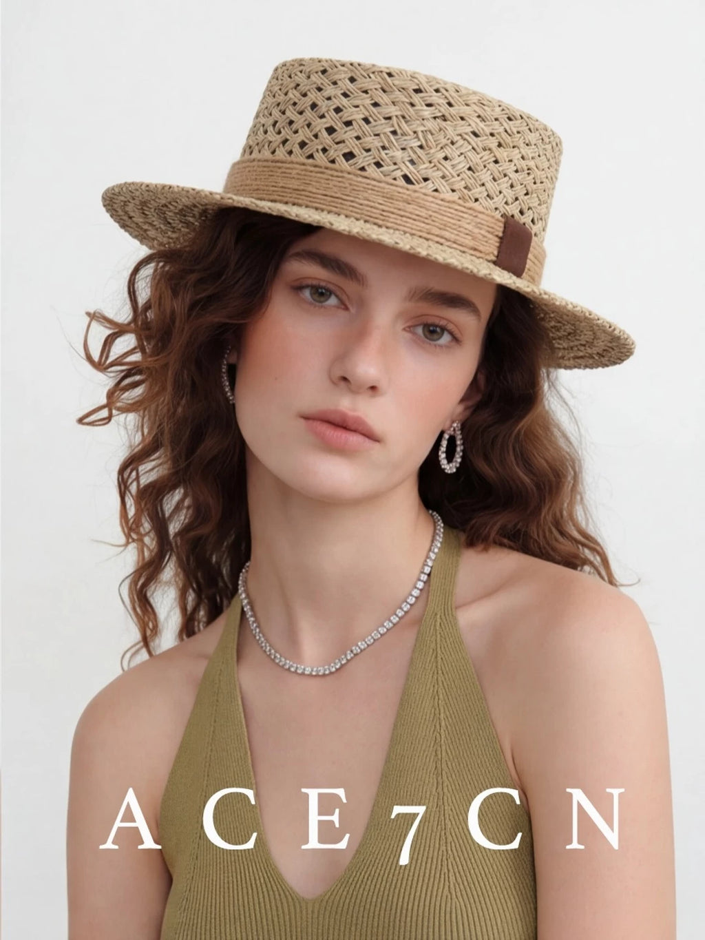 Rope-Trim Openwork Seagrass Boater — ACE7CN