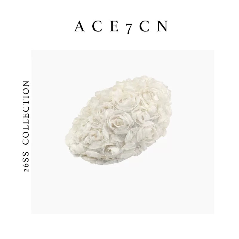 Rose-Embellished Brimmed Hat — ACE7CN
