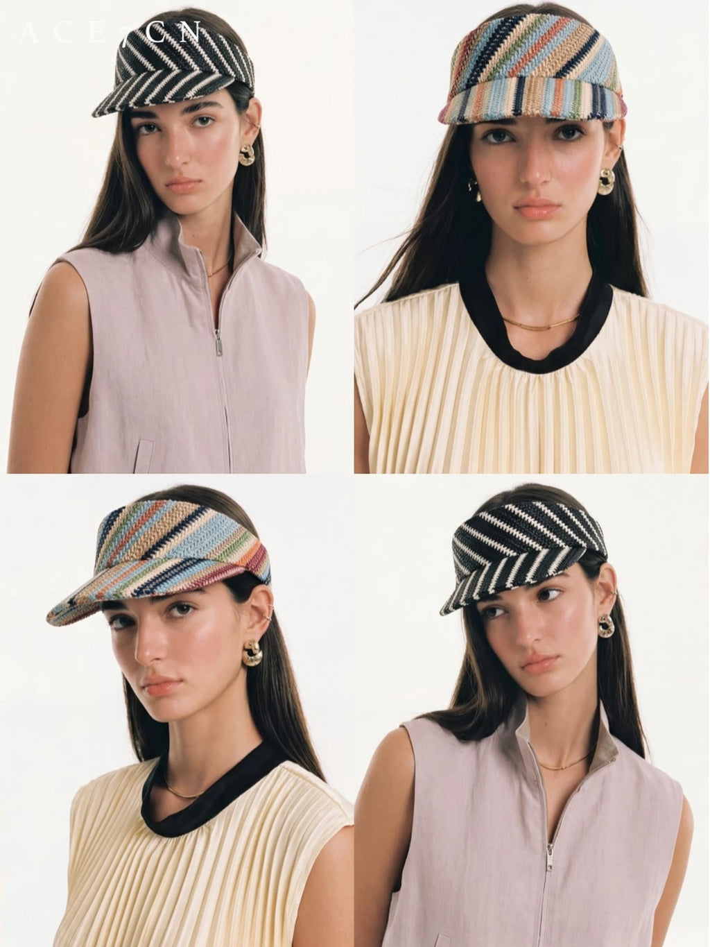 Rainbow-Stripe Headband Visor — ACE7CN