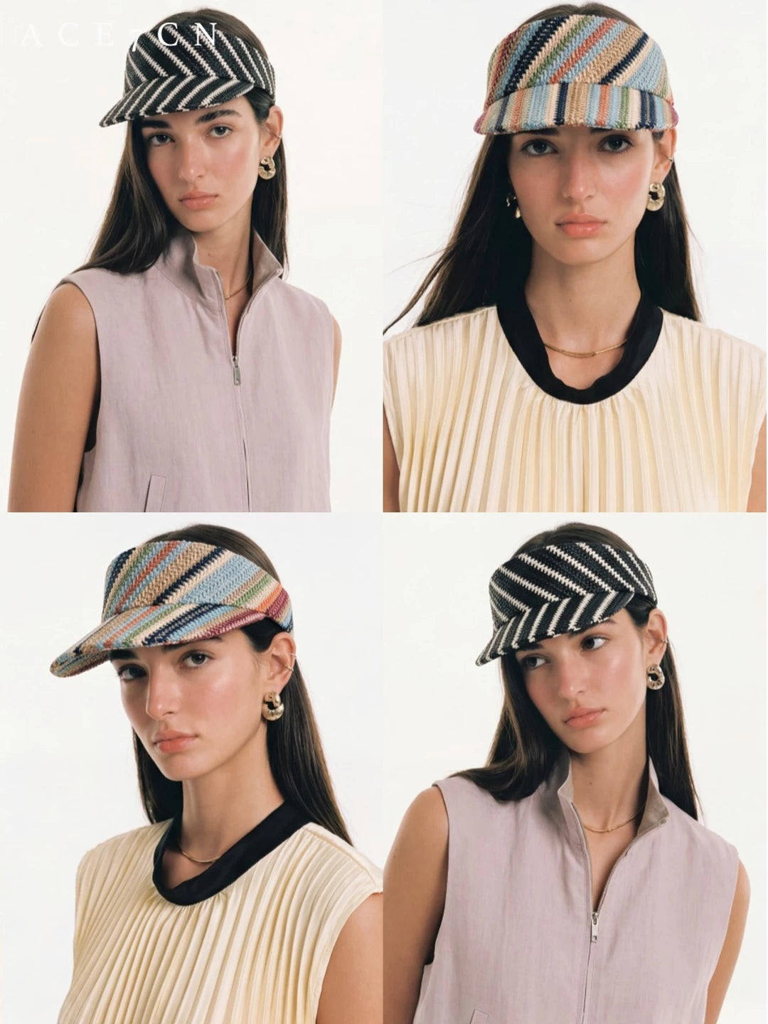 Rainbow-Stripe Headband Visor — ACE7CN