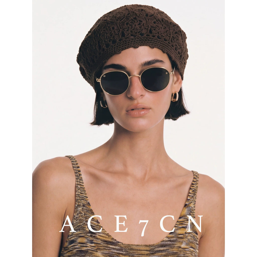 Openwork Crochet Cotton-Linen Beret — ACE7CN