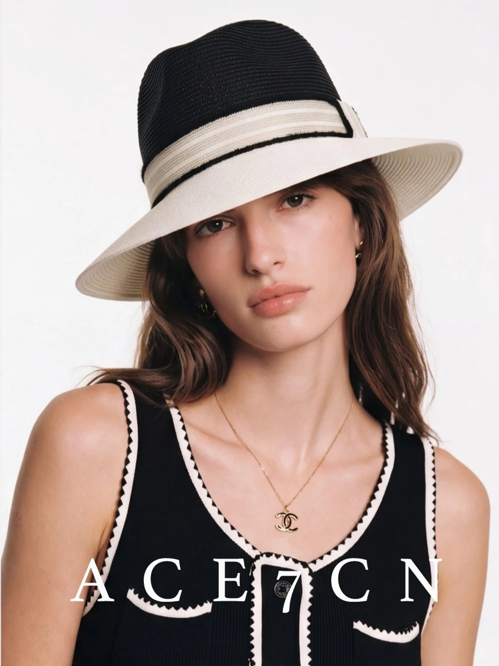Wide-Brim Woven Straw Fedora — ACE7CN