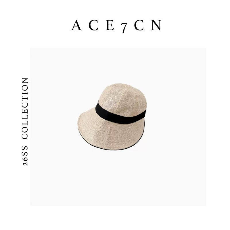 Riding-Peak Faux-Linen Bucket Hat — ACE7CN