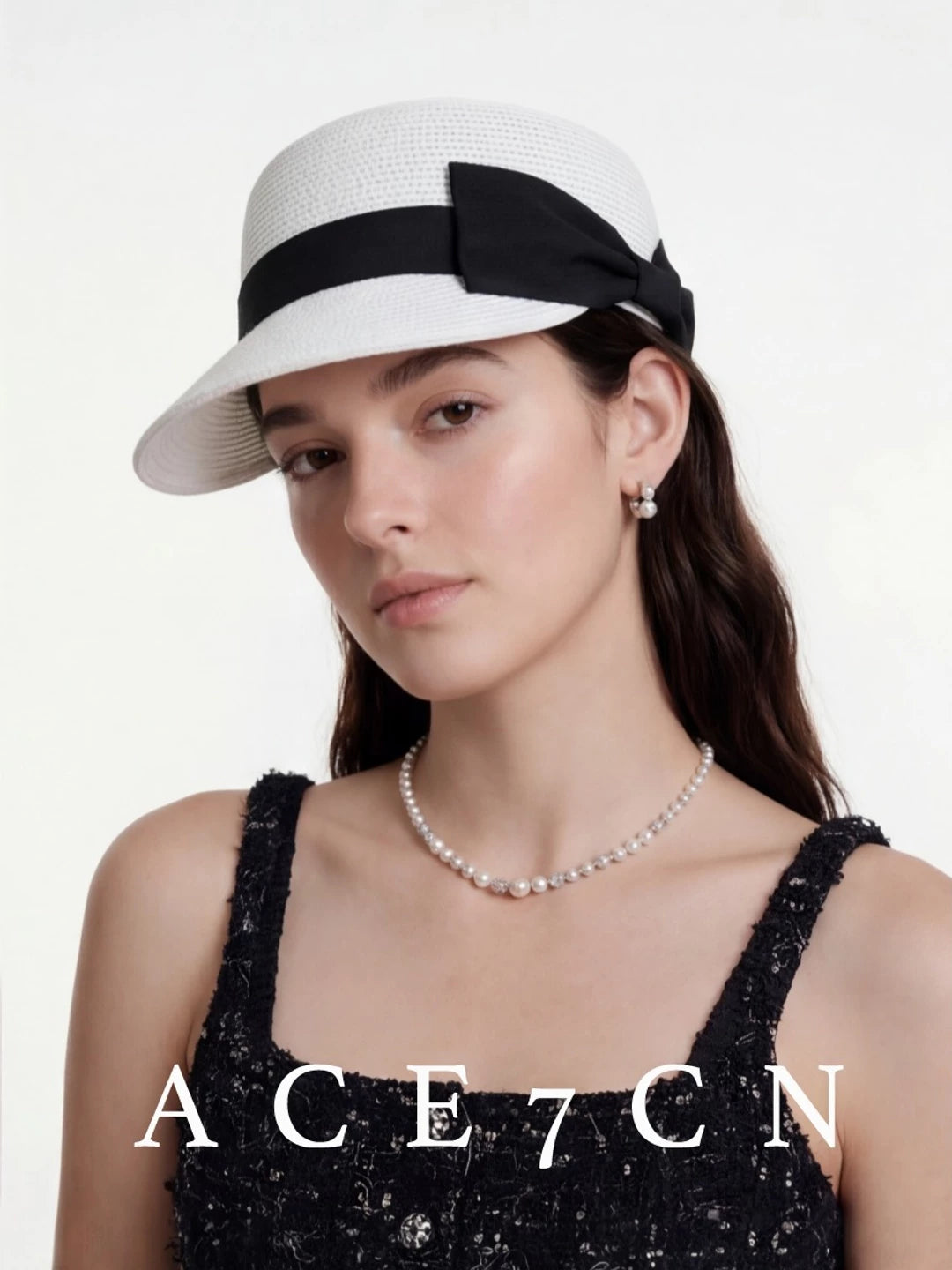 Oversized-Bow Straw Sun Hat — ACE7CN