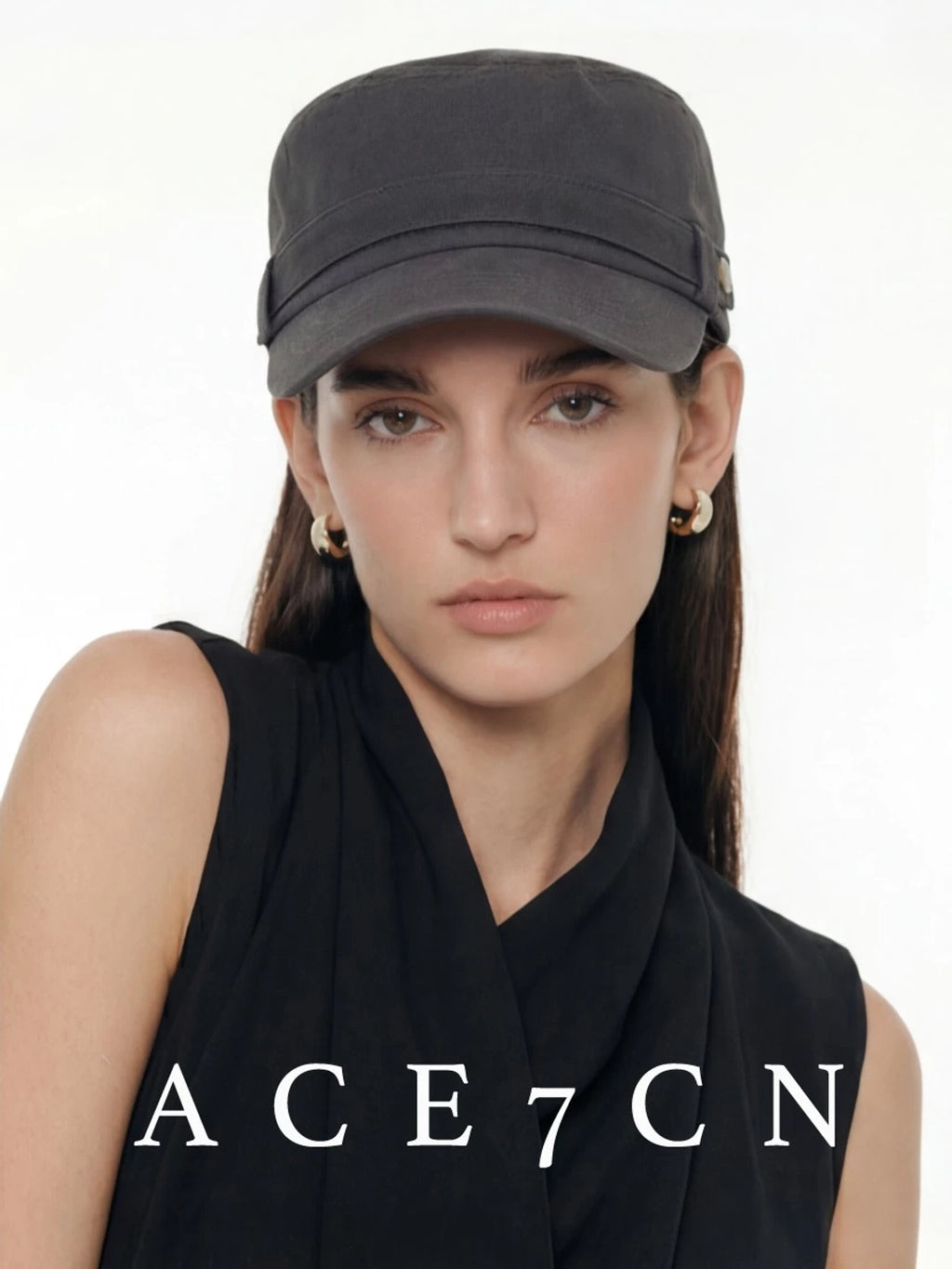 Gold-Buckle Cotton Newsboy Cap — ACE7CN