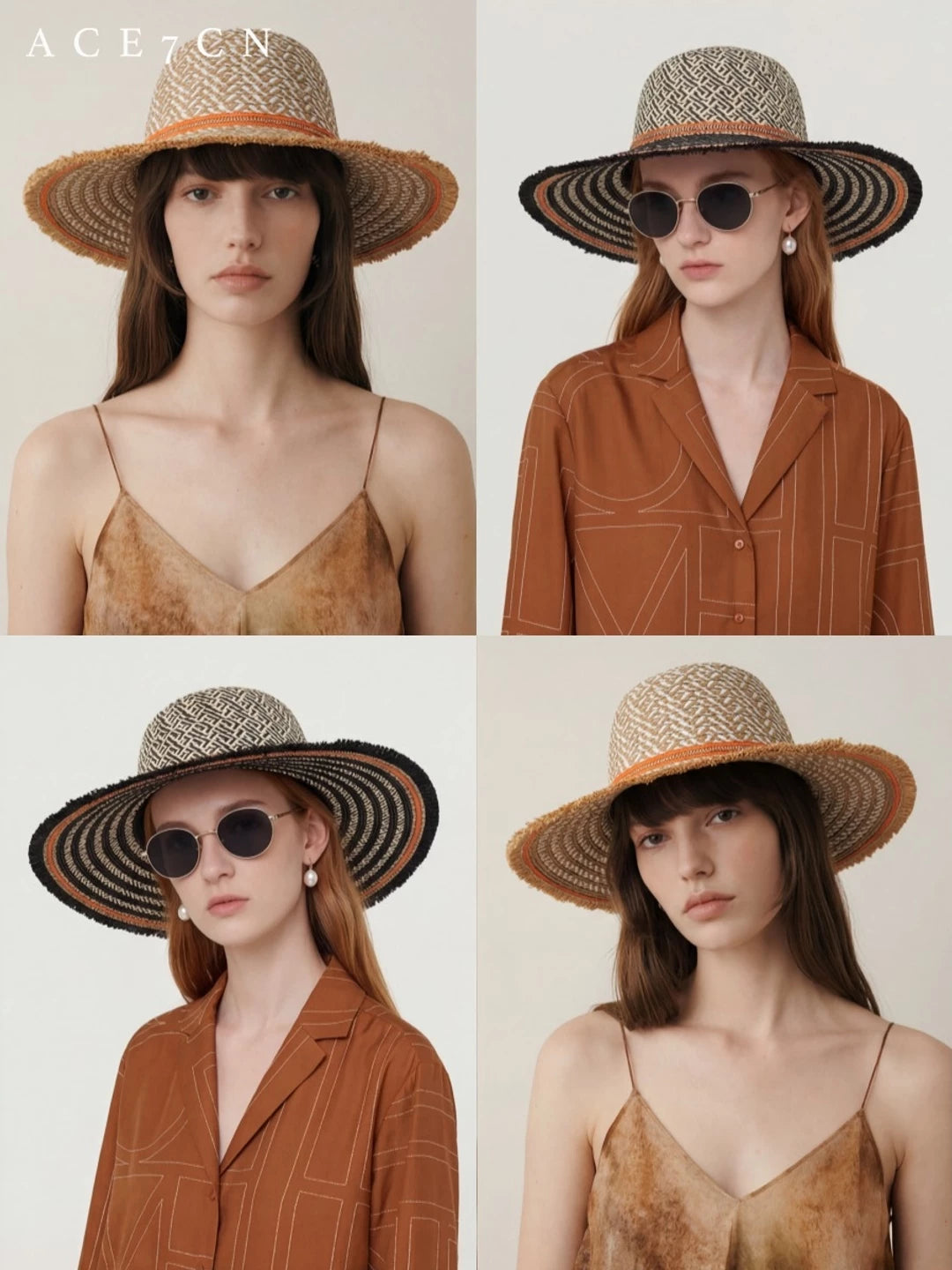 Color-Block Straw Sun Hat — ACE7CN