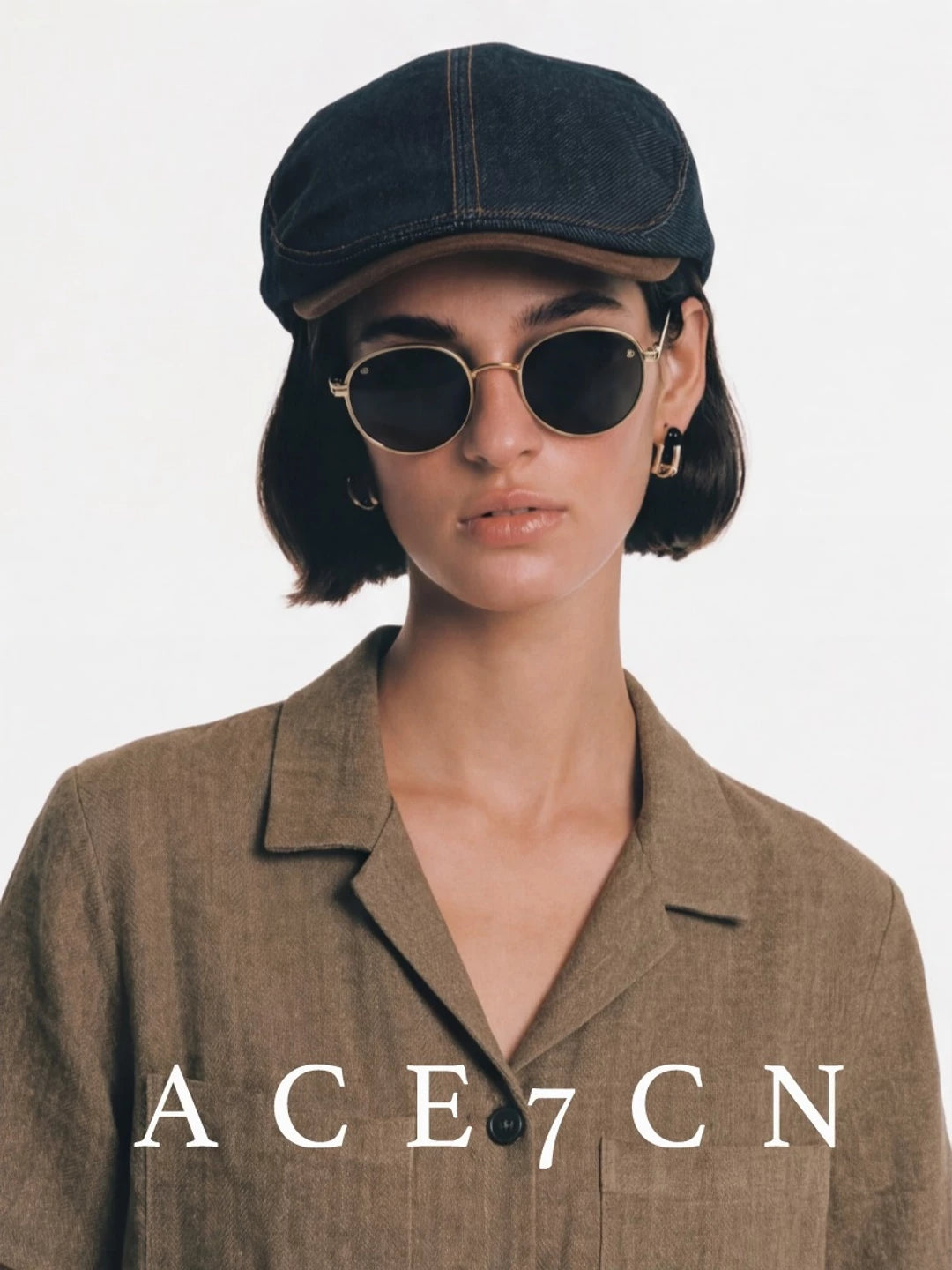 Suede-Peak Denim Flat Cap — ACE7CN