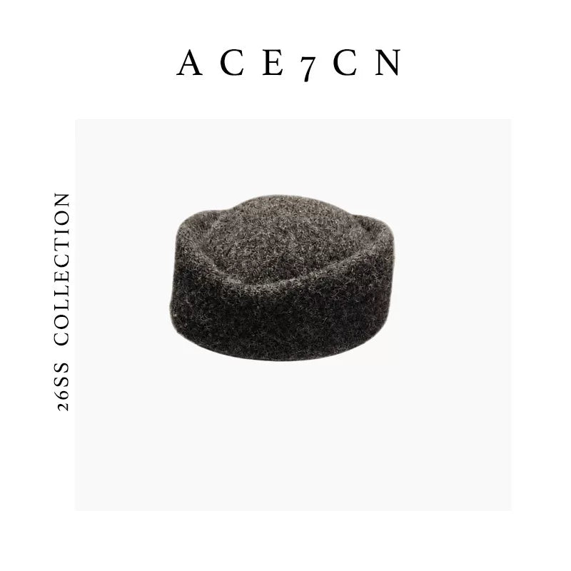 Round Wool-Blend Pillbox Hat — ACE7CN