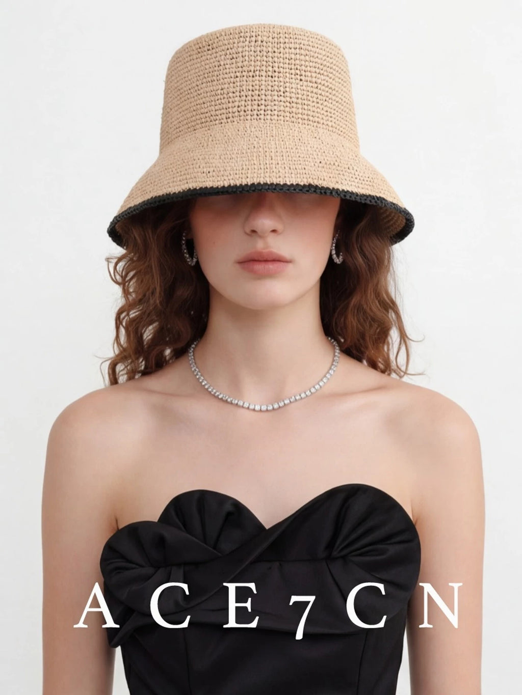Raffia Lampshade Bucket Hat — ACE7CN