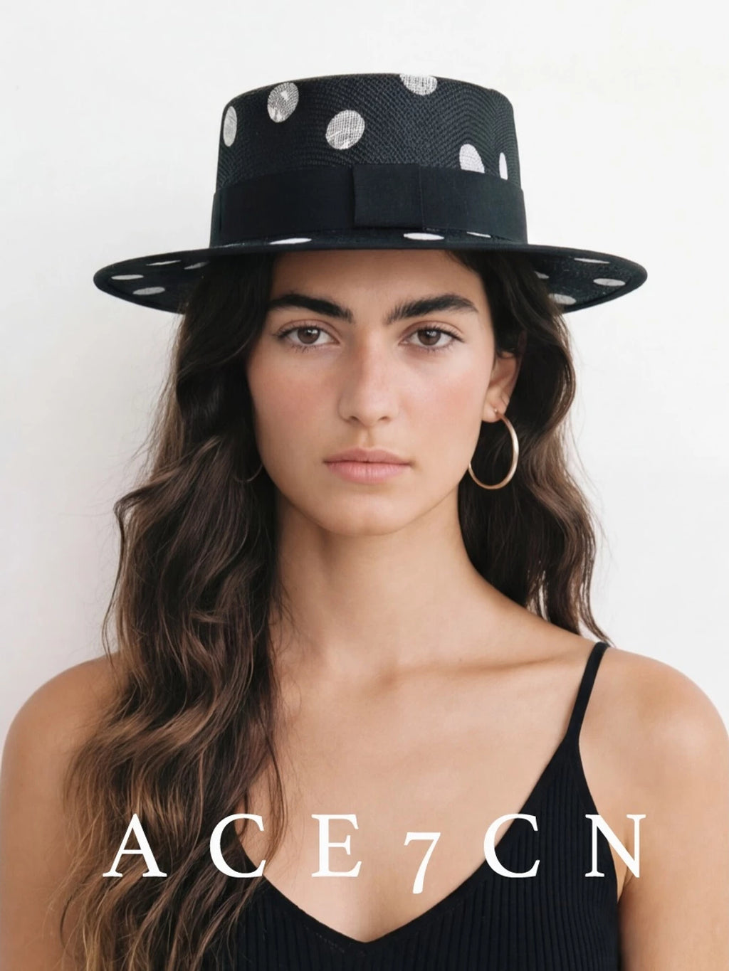 Polka-Dot Straw Panama Hat — ACE7CN