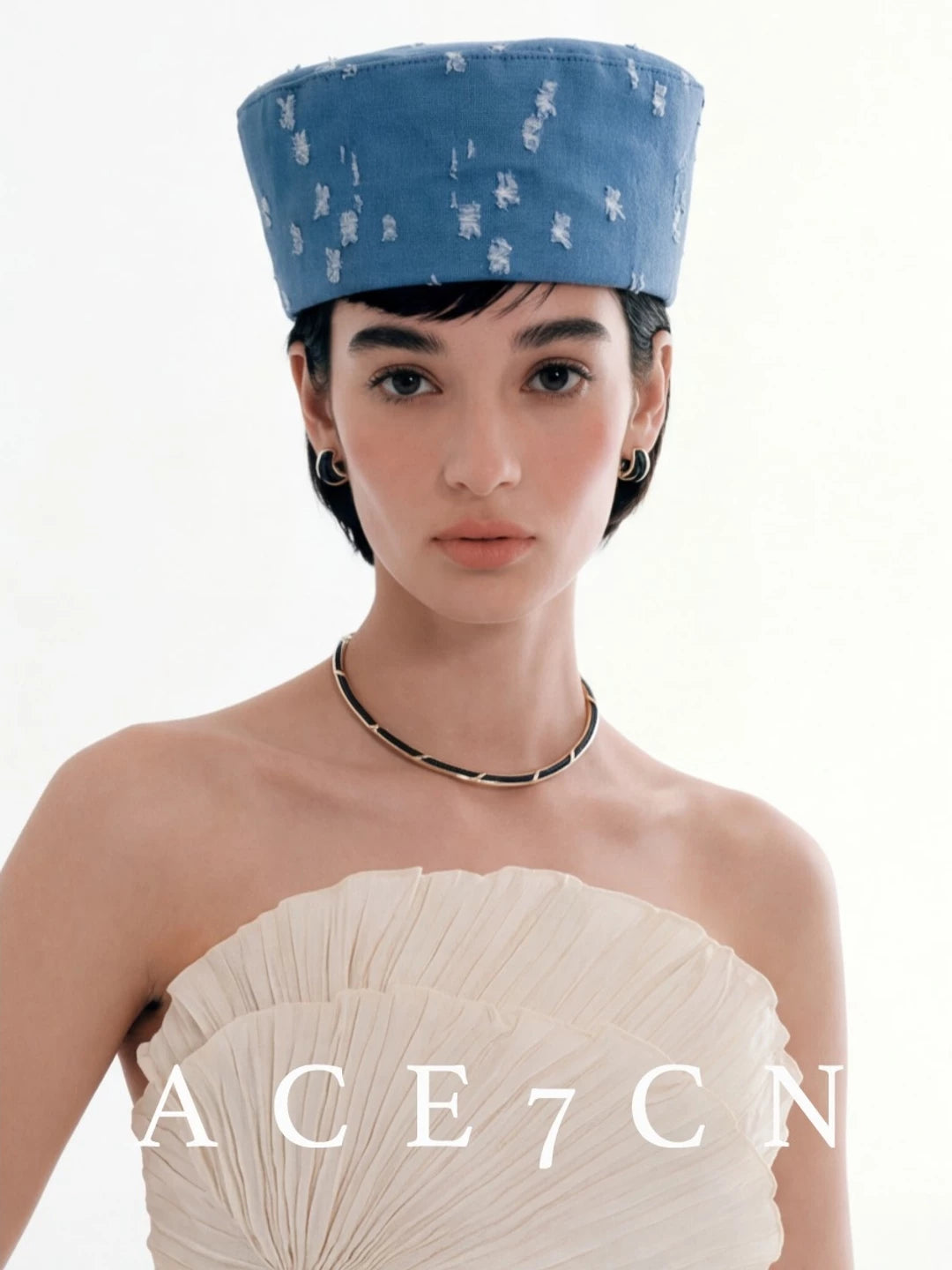 Denim Pillbox Hat — ACE7CN