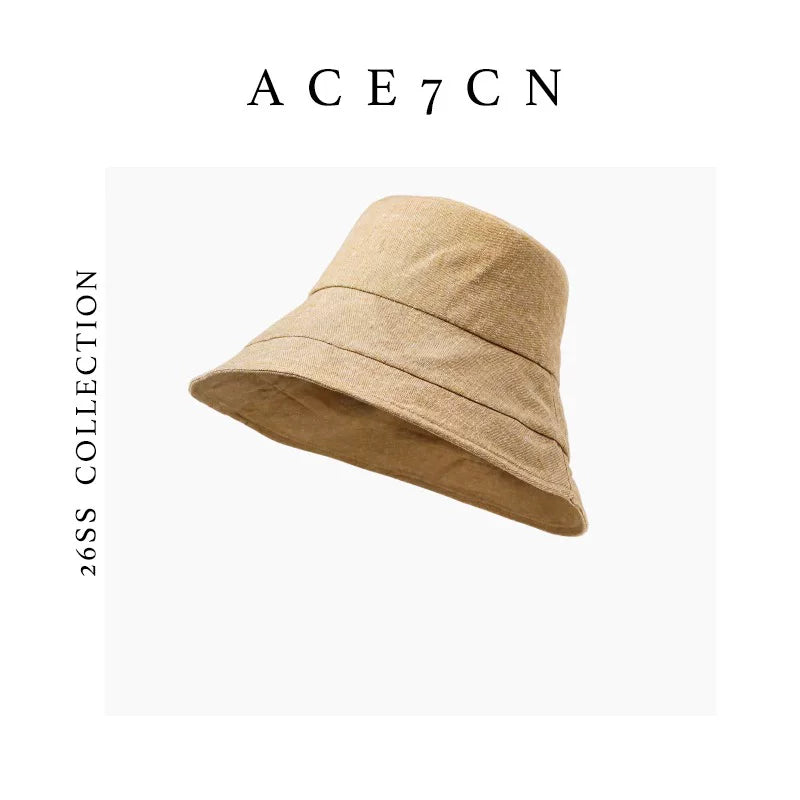Wide-Brim Linen Bucket Hat — ACE7CN
