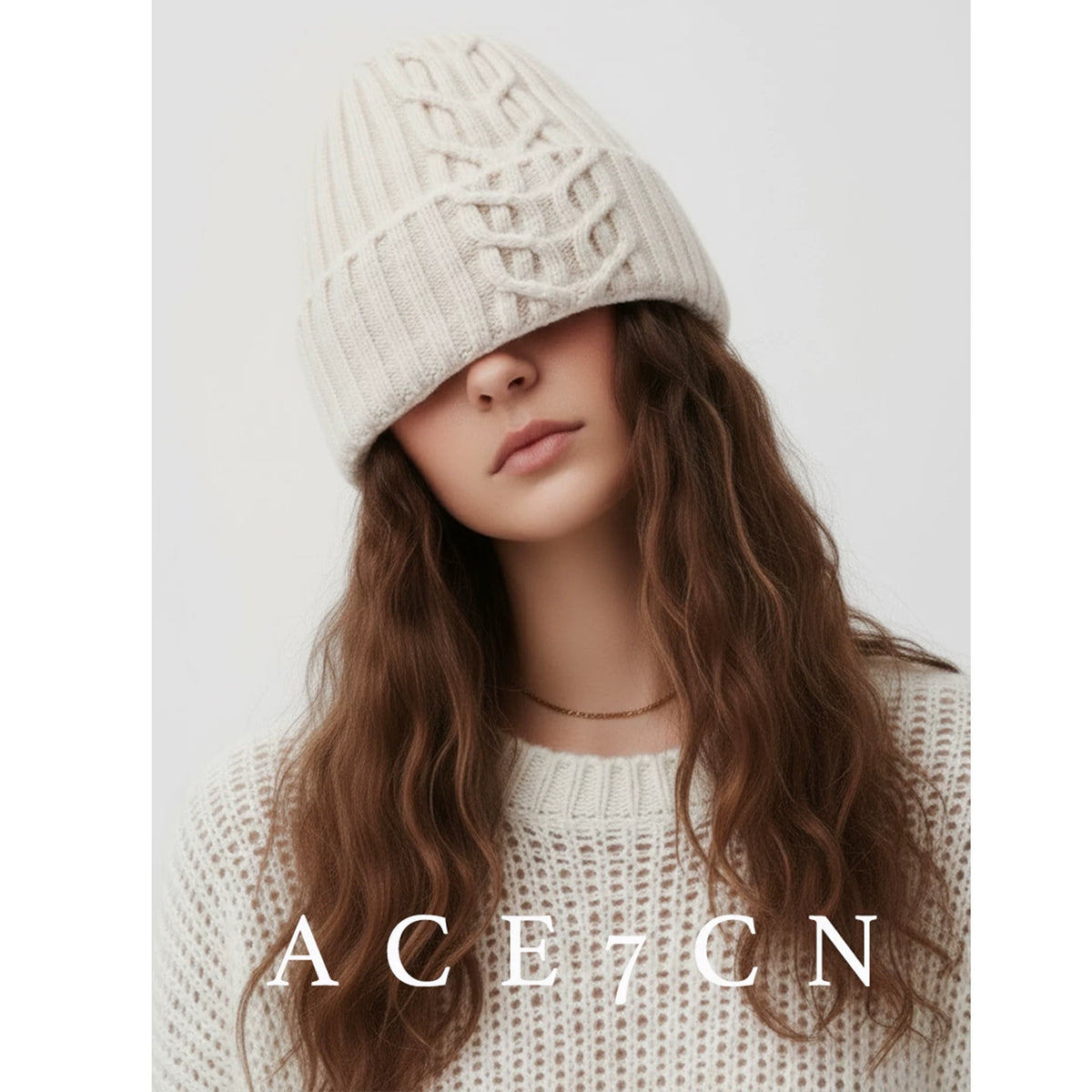 Cable-Knit Cashmere Beanie — ACE7CN